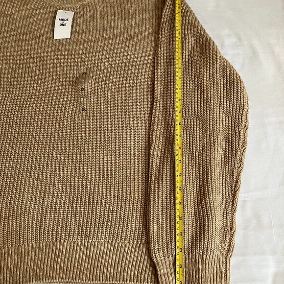 Mode of One Men's Long Sleeve Relaxed Crewneck Sweater Table Tannin Size XL - Picture 6 of 7